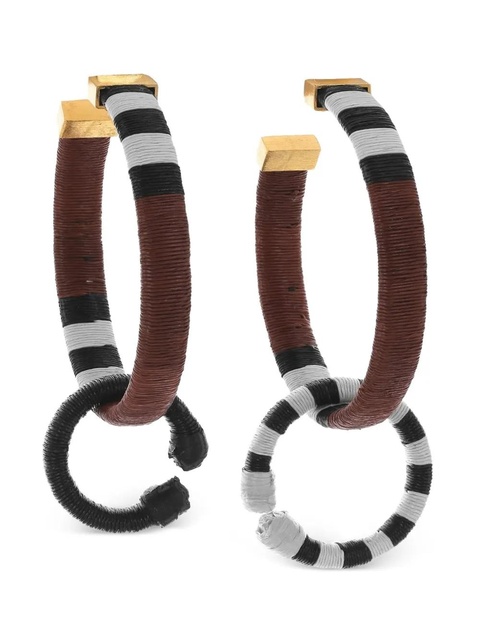 Johanna Ortiz Color Parallelism striped hoop earrings - Brown - zdjęcie produktu nr 1
