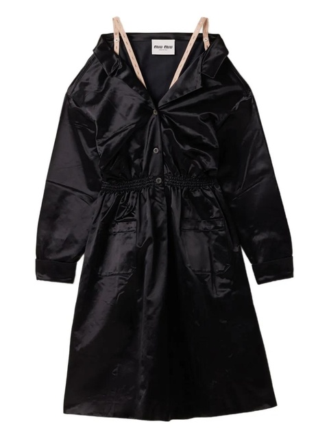 Miu Miu elastic-waist satin dress - Black - zdjęcie produktu nr 1
