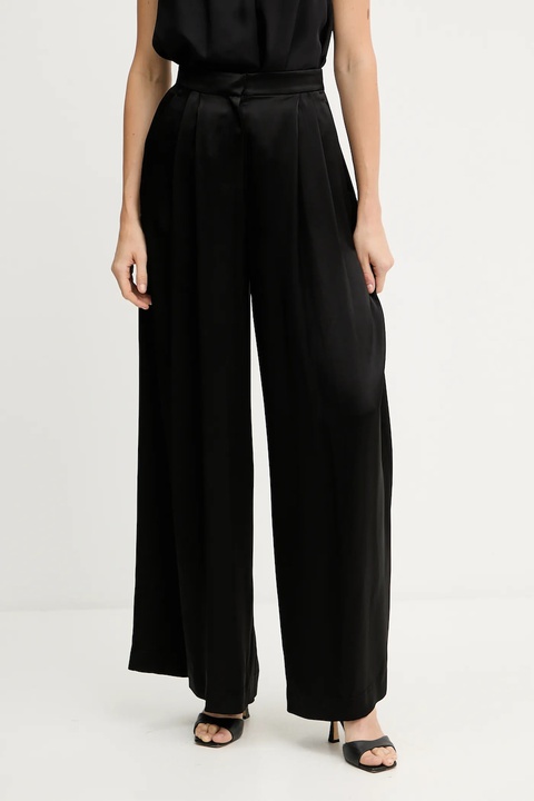 Pinko spodnie damskie kolor czarny szerokie high waist 105716 A1Y5 - zdjęcie produktu nr 1