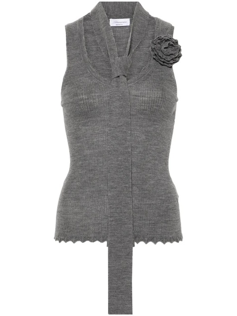 Blumarine floral-appliqué knitted tank top - Grey - zdjęcie produktu nr 1