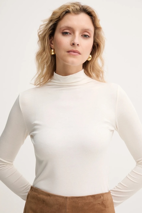 Marella longsleeve Emme by Marella kolor beżowy z golfem 2525946031200 - zdjęcie produktu nr 1