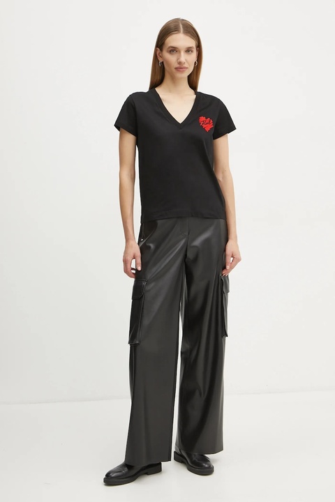 Karl Lagerfeld t-shirt bawełniany damski kolor czarny A1W17116 - zdjęcie produktu nr 1