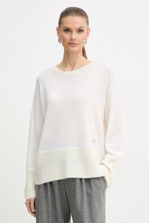 Armani Exchange sweter wełniany damski kolor beżowy lekki XW000772 AF16602 - zdjęcie produktu nr 1