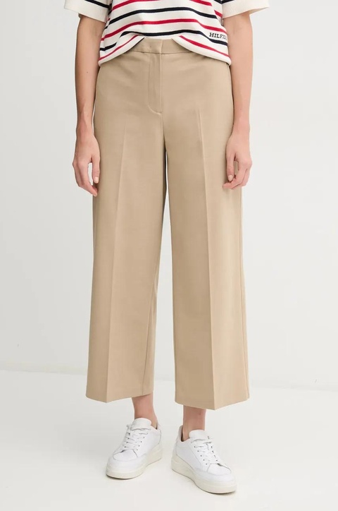 Tommy Hilfiger spodnie damskie kolor beżowy szerokie high waist WW0WW45463 - zdjęcie produktu nr 1
