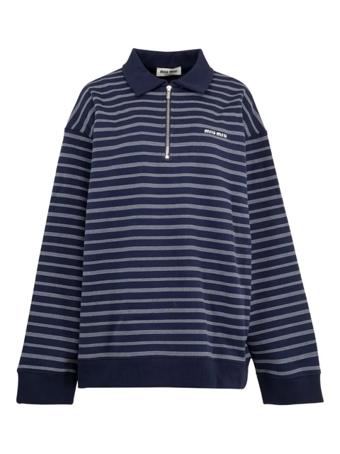 Miu Miu striped polo-neck sweatshirt - Blue - zdjęcie produktu nr 1