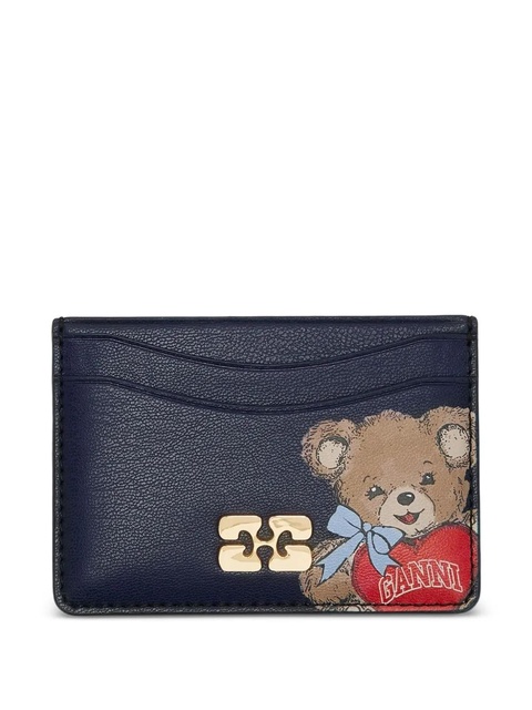 GANNI teddy appliqué-logo cardholder - Blue - zdjęcie produktu nr 1