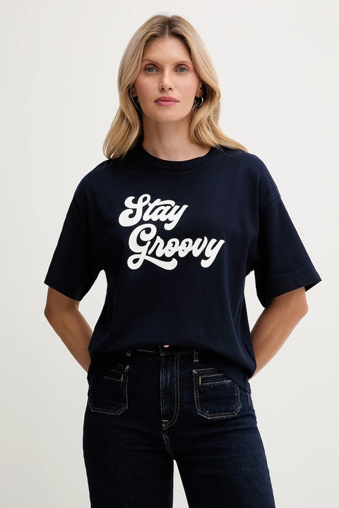 United Colors of Benetton t-shirt bawełniany damski kolor granatowy 3MI5D10AY - zdjęcie produktu nr 1