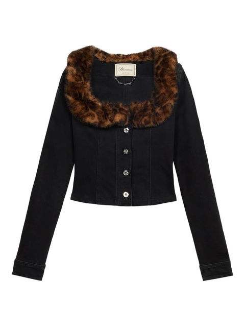 Blumarine faux-fur collar denim jacket - Black - zdjęcie produktu nr 1