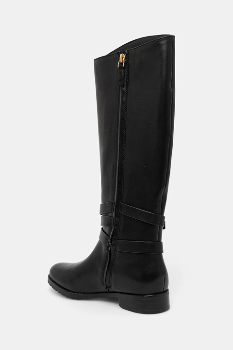 Lauren Ralph Lauren kozaki skórzane Collins Tll damskie kolor czarny na płaskim obcasie 802967771001 - zdjęcie produktu nr 2