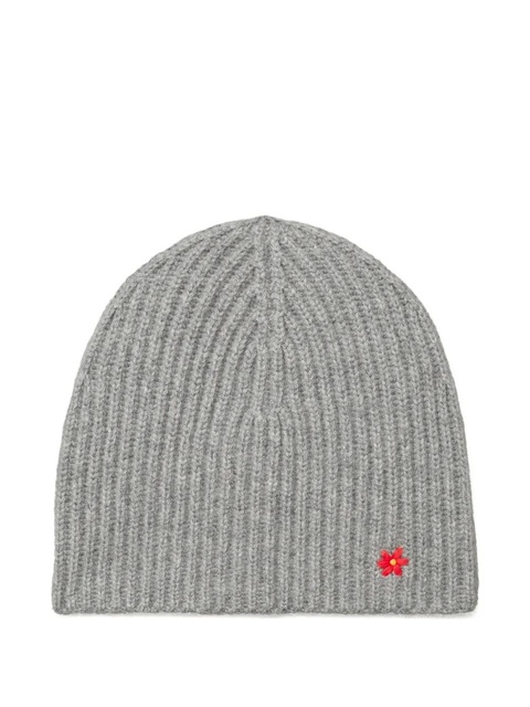 Tory Burch ribbed flower-detail beanie hat - Grey - zdjęcie produktu nr 2