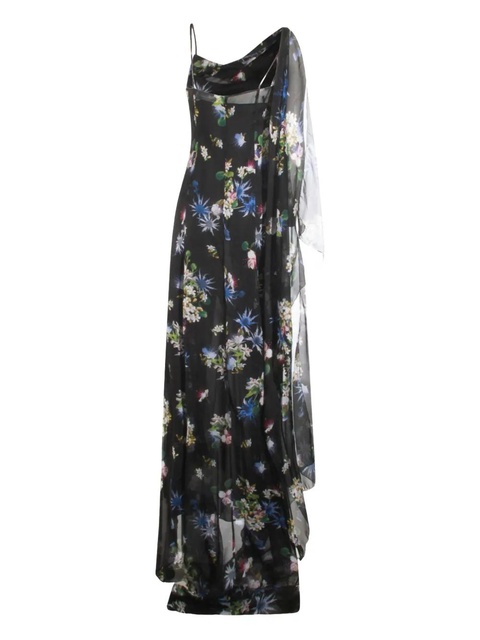 Blumarine floral-print cowl-neck dress - Blue - zdjęcie produktu nr 2