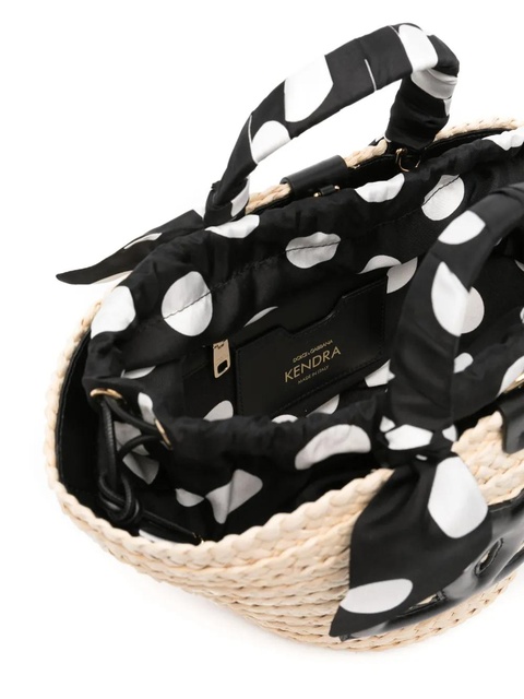Dolce & Gabbana logo-appliqué straw bucket bag - Neutrals - zdjęcie produktu nr 2