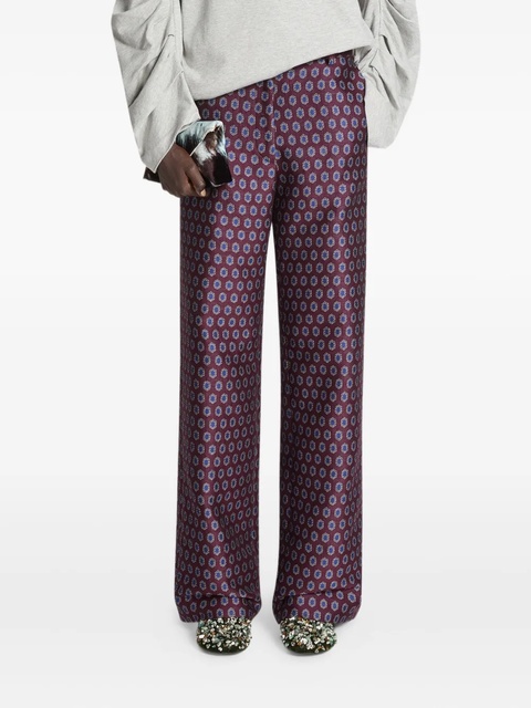 DRIES VAN NOTEN jacquard print trousers - Red - zdjęcie produktu nr 1