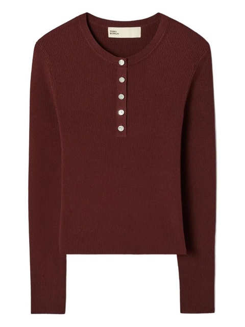 Tory Burch ribbed henley top - Red - zdjęcie produktu nr 1