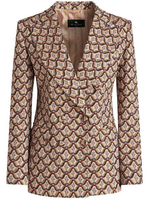 ETRO floral-jacquard double-breasted blazer - Brown - zdjęcie produktu nr 1
