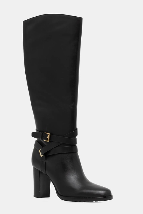 Lauren Ralph Lauren kozaki skórzane Cllns Tl Hl damskie kolor czarny na słupku 802967777001 - zdjęcie produktu nr 1