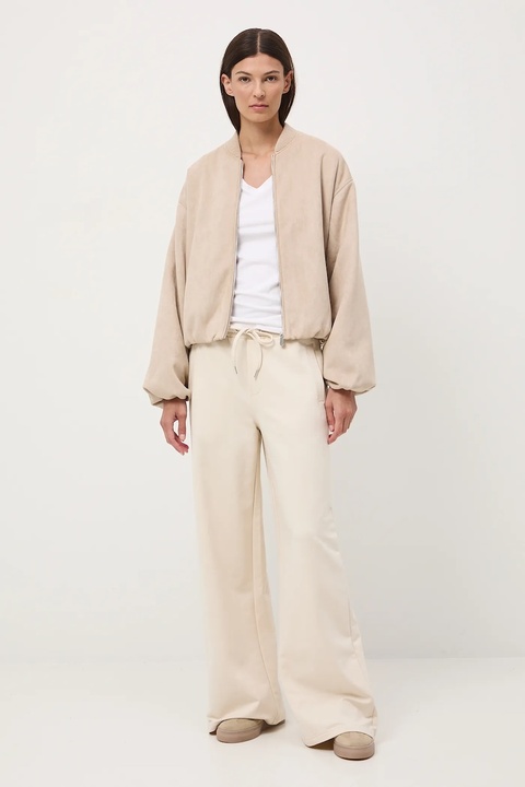 Medicine spodnie dresowe damskie kolor beżowy szerokie medium waist - zdjęcie produktu nr 1