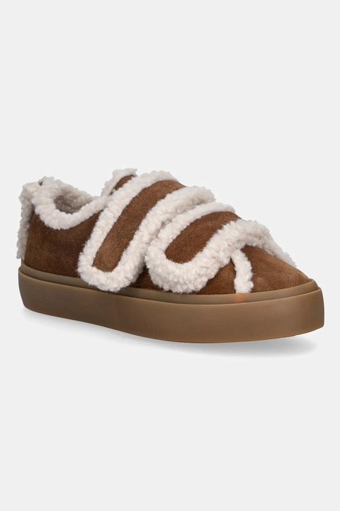 Inuikii sneakersy zamszowe Shearling Low Velcro damskie kolor brązowy 1001.001.0231.150 - zdjęcie produktu nr 1