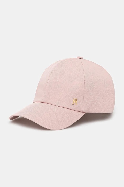 Tommy Hilfiger czapka z daszkiem bawełniana kolor różowy gładka AW0AW17138 - zdjęcie produktu nr 1