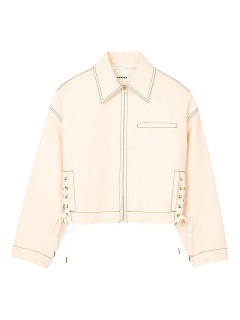 SANDRO lace-up denim jacket - Neutrals - zdjęcie produktu nr 1