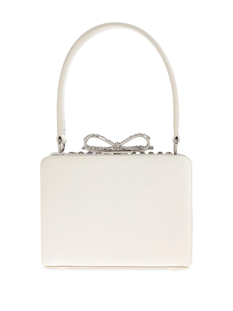 Self-Portrait crystal-embellished bow tote bag - White - zdjęcie produktu nr 2