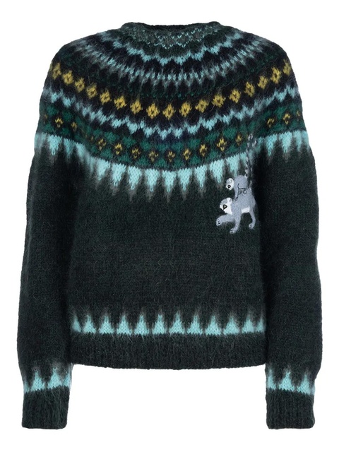 LOEWE mohair lemur-embroidered sweater - Green - zdjęcie produktu nr 1