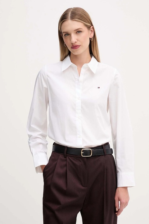 Tommy Hilfiger koszula damska kolor biały regular z kołnierzykiem klasycznym WW0WW47169 - zdjęcie produktu nr 1