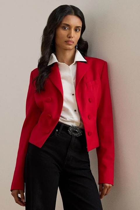 Lauren Ralph Lauren marynarka z dodatkiem wełny kolor bordowy jednorzędowa gładka 200979974 - zdjęcie produktu nr 1