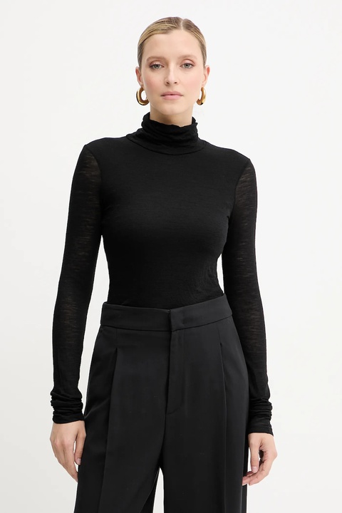 Liviana Conti longsleeve wełniany kolor czarny z golfem F5WH17 - zdjęcie produktu nr 1