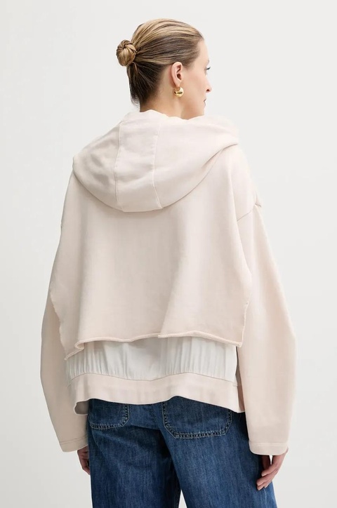 Pinko bluza damska kolor beżowy z kapturem gładka 104967 A2HW - zdjęcie produktu nr 2