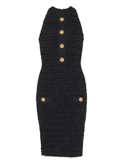 Balmain buttoned-pocket tweed mini dress - Black - zdjęcie produktu nr 1