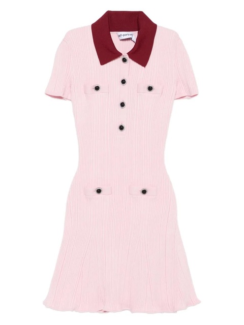 Self-Portrait embellished ribbed mini dress - Pink - zdjęcie produktu nr 1
