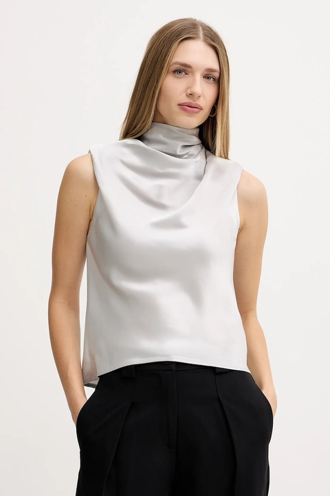 Pinko bluzka damska kolor szary gładka 106080 A1Y5 - zdjęcie produktu nr 1