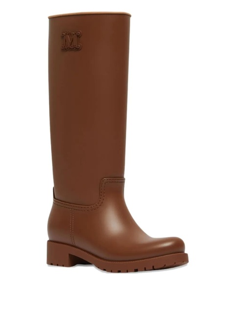 Max Mara logo-embellished block-heel boots - Brown - zdjęcie produktu nr 2