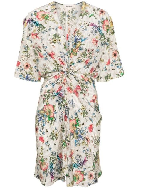 Zadig&Voltaire Rozom Twisted Garden-print minidress - Neutrals - zdjęcie produktu nr 1