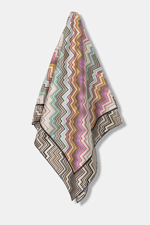 Missoni chusta jedwabna damska kolor beżowy wzorzysta FO41TWDA280 - zdjęcie produktu nr 1