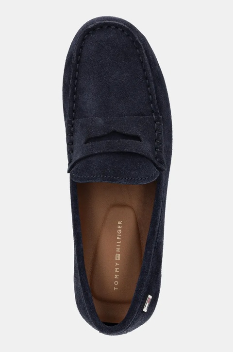 Tommy Hilfiger mokasyny zamszowe FLAG SOFT SUEDE DRIVER LOAFER damskie kolor granatowy na płaskim obcasie FW0FW08558 - zdjęcie produktu nr 2