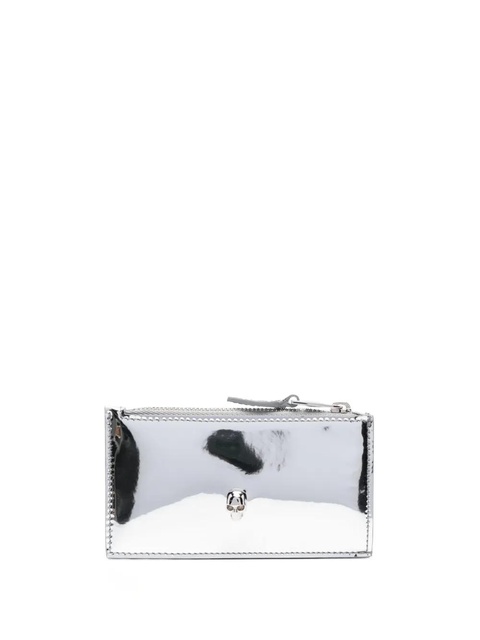 Alexander McQueen skull-embellished metallic-effect wallet - Silver - zdjęcie produktu nr 1