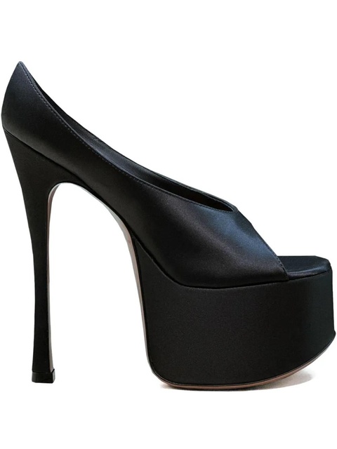 Amina Muaddi Anok satin platform pumps - Black - zdjęcie produktu nr 1