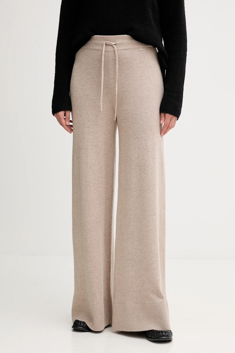 Gaudi spodnie damskie kolor beżowy szerokie high waist 521FD23002 - zdjęcie produktu nr 1
