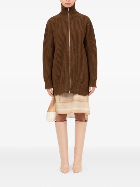MM6 Maison Margiela ribbed zip-up cardigan - Brown - zdjęcie produktu nr 1