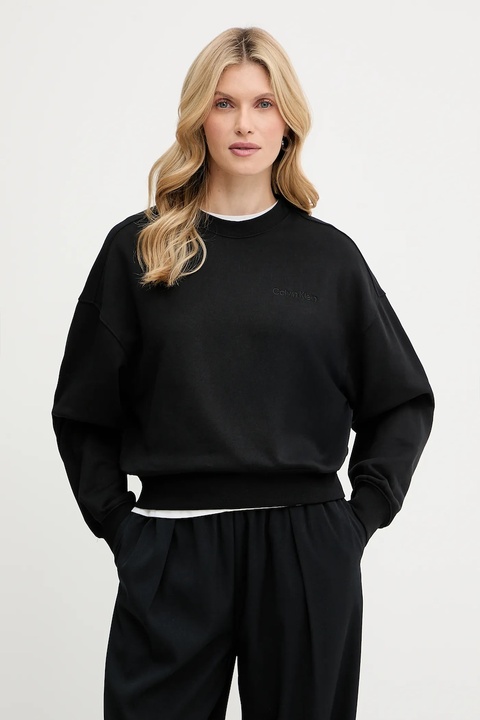Calvin Klein bluza bawełniana damska kolor czarny z aplikacją LV044C209G - zdjęcie produktu nr 1
