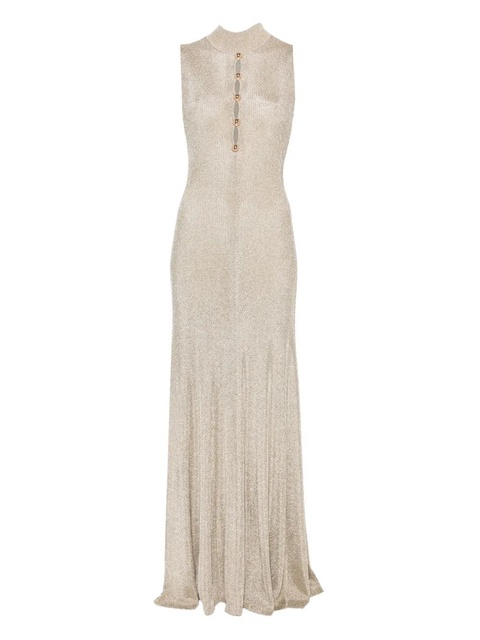 Self-Portrait turtleneck button-front maxi evening dress - Neutrals - zdjęcie produktu nr 1