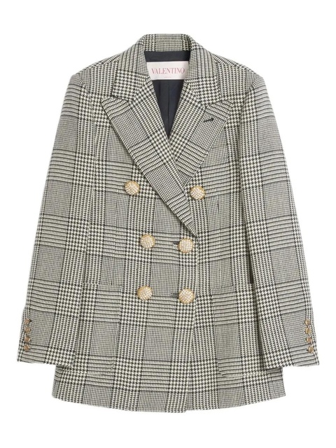 Valentino Garavani houndstooth-pattern virgin-wool blazer - Black - zdjęcie produktu nr 1