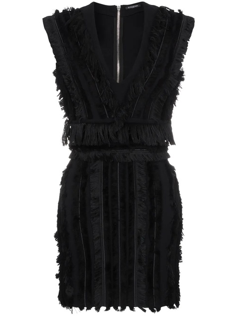 Balmain Sleeveless mini dress with fringing - Black - zdjęcie produktu nr 1