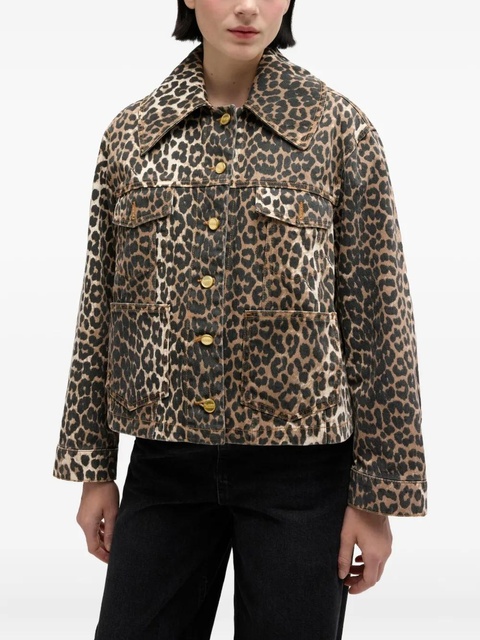 GANNI leopard-print button denim jacket - Brown - zdjęcie produktu nr 2