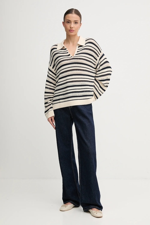 Tommy Hilfiger sweter damski kolor beżowy lekki WW0WW46524 - zdjęcie produktu nr 1