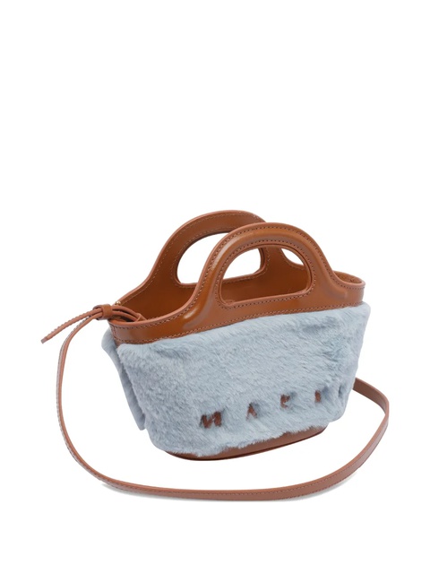 Marni Tropicalia leather-trimmed fur clutch bag - Blue - zdjęcie produktu nr 1