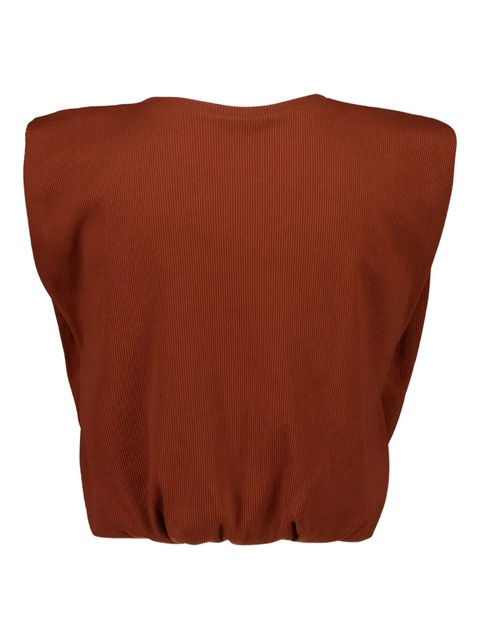 Johanna Ortiz padded-shoulder ribbed t-shirt - Brown - zdjęcie produktu nr 1