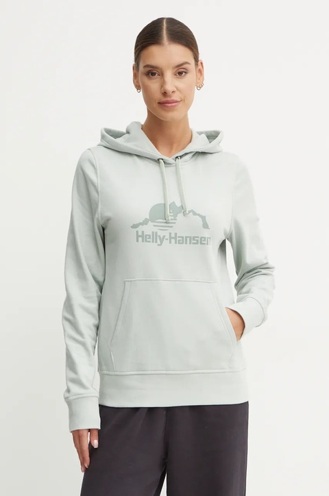 Helly Hansen bluza NORD GRAPHIC damska kolor zielony z kapturem z nadrukiem 62981 - zdjęcie produktu nr 1